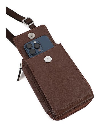Pochette per telefono con portafoglio - stop rfid - pelle confort hexagona