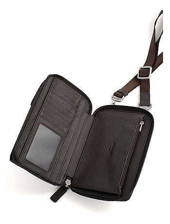 Pochette per telefono con portafoglio - stop rfid - pelle confort hexagona