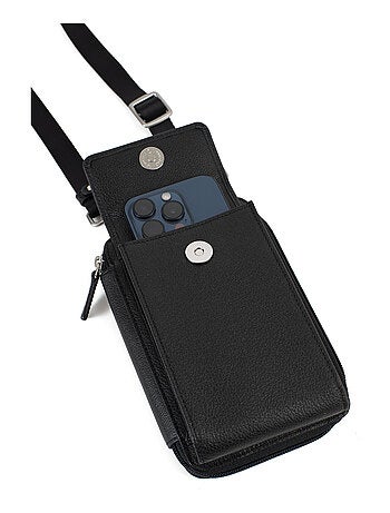 Pochette per telefono con portafoglio - stop rfid - pelle confort hexagona