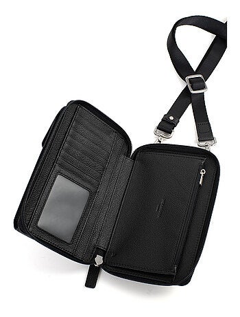 Pochette per telefono con portafoglio - stop rfid - pelle confort hexagona