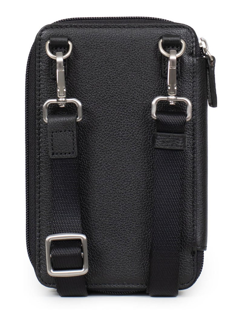 Pochette per telefono con portafoglio - stop rfid - pelle confort hexagona Nero - Kiabi