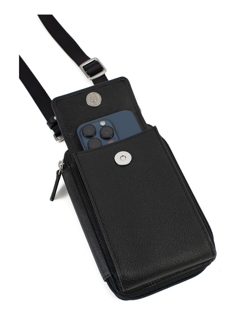 Pochette per telefono con portafoglio - stop rfid - pelle confort hexagona Nero - Kiabi