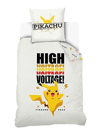 Pokémon - Completo Letto per Bambini in Cotone Pikachu High Voltage - Copripiumino 140x20