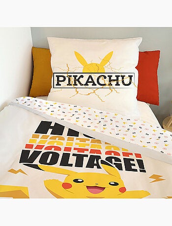 Pokémon - Completo Letto per Bambini in Cotone Pikachu High Voltage - Copripiumino 140x20