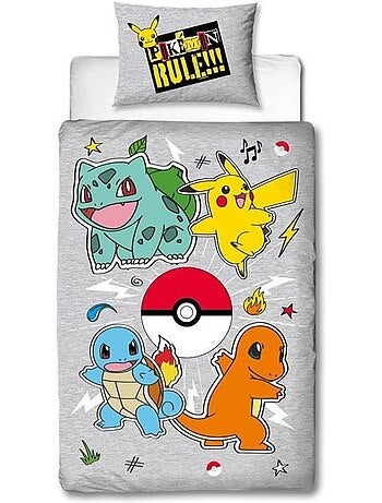 Pokémon, Completo Letto Bambino Reversibile, Pikachu Evolution, Copripiumino 140x200 cm 63x63