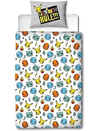 Pokémon, Completo Letto Bambino Reversibile, Pikachu Evolution, Copripiumino 140x200 cm 63x63