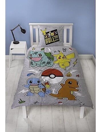 Pokémon, Completo Letto Bambino Reversibile, Pikachu Evolution, Copripiumino 140x200 cm 63x63