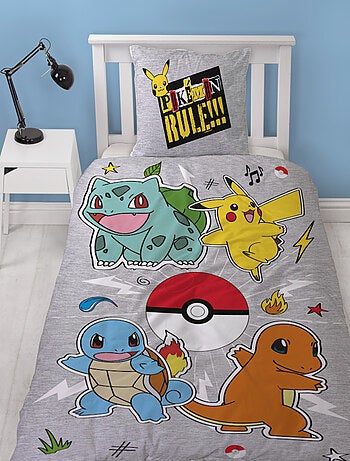Pokémon, Completo Letto Bambino Reversibile, Pikachu Evolution, Copripiumino 140x200 cm 63x63
