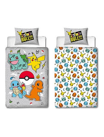Pokémon, Completo Letto Bambino Reversibile, Pikachu Evolution, Copripiumino 140x200 cm 63x63