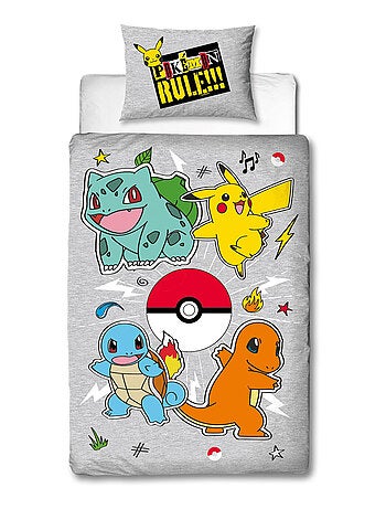 Pokémon, Completo Letto Bambino Reversibile, Pikachu Evolution, Copripiumino 140x200 cm 63x63