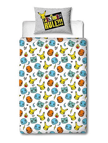 Pokémon, Completo Letto Bambino Reversibile, Pikachu Evolution, Copripiumino 140x200 cm 63x63