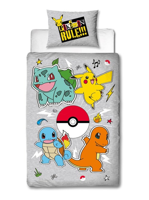 Pokémon, Completo Letto Bambino Reversibile, Pikachu Evolution, Copripiumino 140x200 cm 63x63 - Kiabi Pokémon, Completo Letto Bambino Reversibile, Pikachu Evolution, Copripiumino 140x200 cm 63x63 - Kiabi