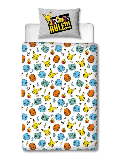 Pokémon, Completo Letto Bambino Reversibile, Pikachu Evolution, Copripiumino 140x200 cm 63x63 - Kiabi Pokémon, Completo Letto Bambino Reversibile, Pikachu Evolution, Copripiumino 140x200 cm 63x63 - Kiabi