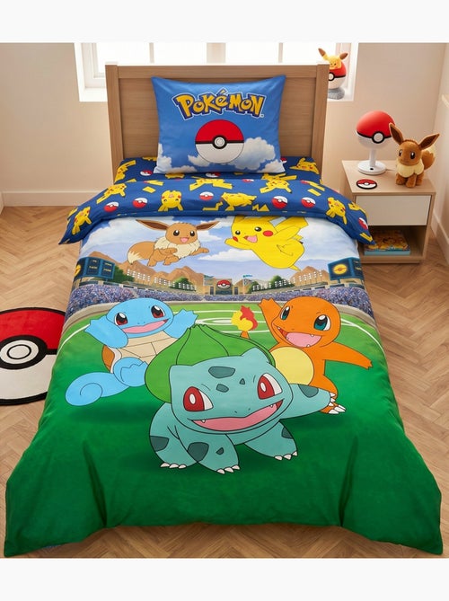 Pokémon, Completo Letto Bambino Stampato Reversibile, Pikachu Battle, Copripiumino 140x200 cm - Kiabi Pokémon, Completo Letto Bambino Stampato Reversibile, Pikachu Battle, Copripiumino 140x200 cm - Kiabi