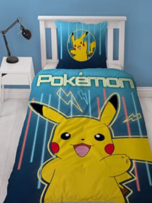 Pokémon, Completo Letto Bambino Stampato Reversibile, PIKACHU LASER, Copripiumino 140x200 cm - Kiabi Pokémon, Completo Letto Bambino Stampato Reversibile, PIKACHU LASER, Copripiumino 140x200 cm - Kiabi