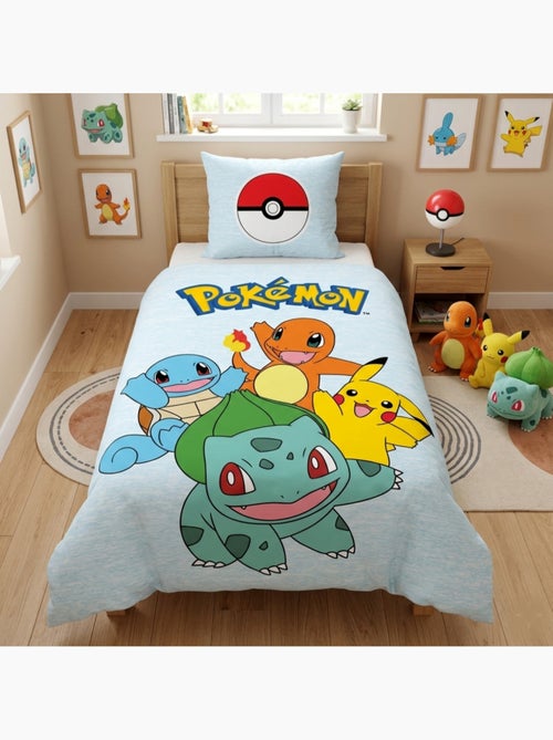 Pokémon, Parure Letto Bambino Stampata Reversibile, Pikachu Starter Team, Copripiumino 140x200 cm - Kiabi Pokémon, Parure Letto Bambino Stampata Reversibile, Pikachu Starter Team, Copripiumino 140x200 cm - Kiabi