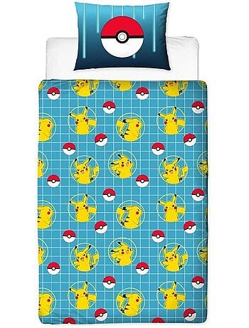 Pok?mon, Completo Letto Bambino Stampato Reversibile, PIKACHU LASER, Copripiumino 140x200 cm