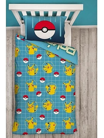 Pok?mon, Completo Letto Bambino Stampato Reversibile, PIKACHU LASER, Copripiumino 140x200 cm