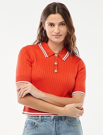 Polo a costine con bottoni marinari dorati