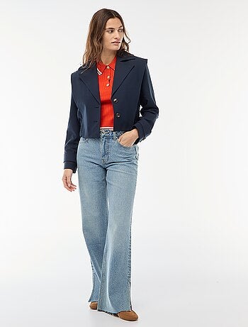 Polo a costine con bottoni marinari dorati