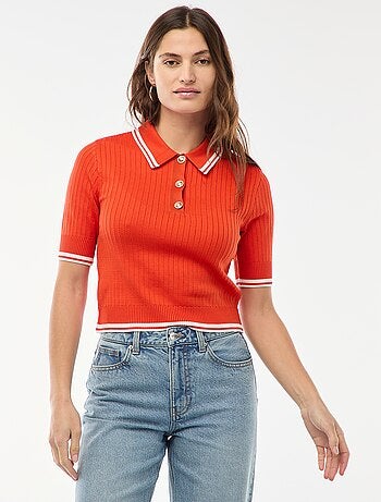 Polo a costine con bottoni marinari dorati