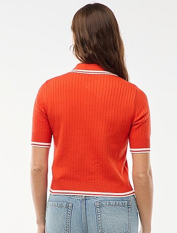 Polo a costine con bottoni marinari dorati