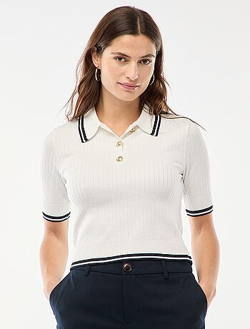 Polo a costine con bottoni marinari dorati