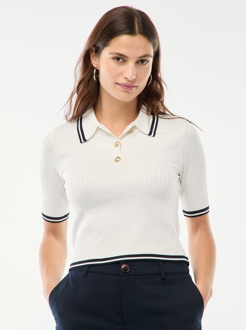 Polo a costine con bottoni marinari dorati - Kiabi