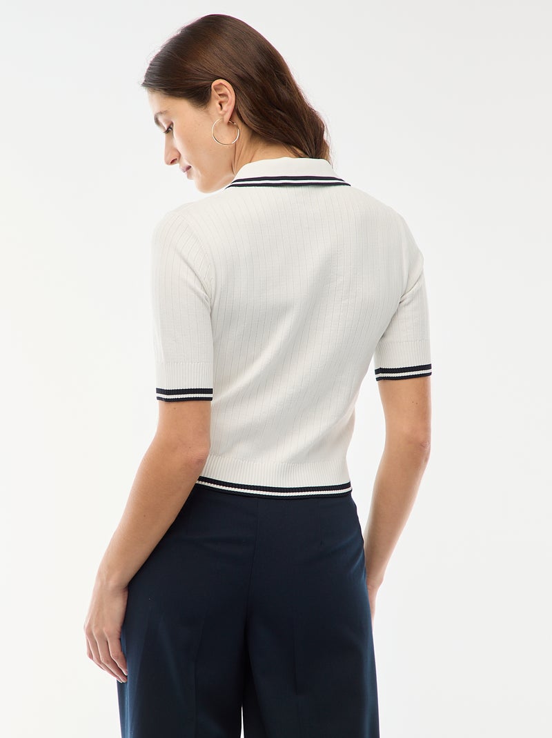 Polo a costine con bottoni marinari dorati Bianco - Kiabi