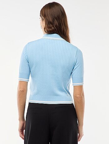 Polo a costine con bottoni marinari dorati