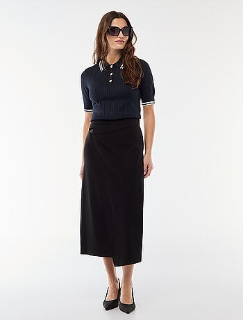 Polo a costine con bottoni marinari dorati