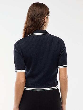 Polo a costine con bottoni marinari dorati