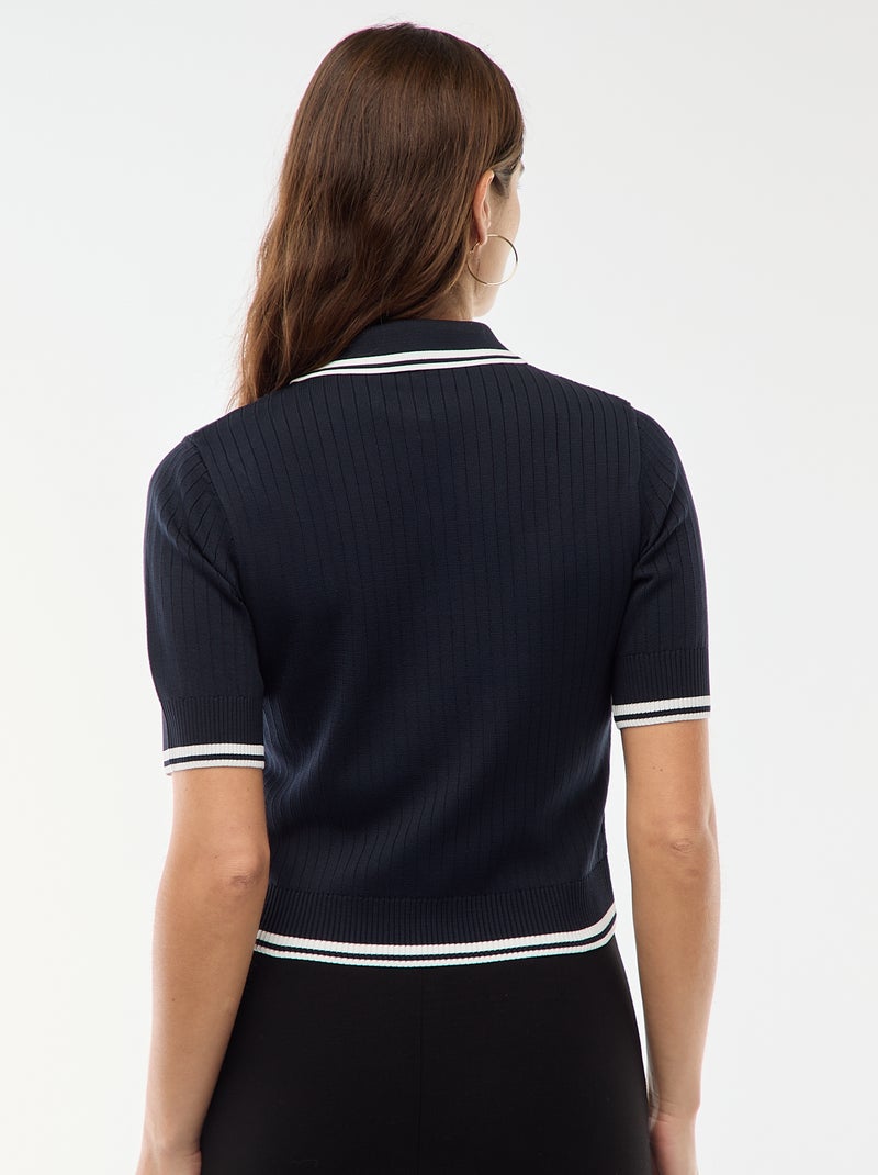 Polo a costine con bottoni marinari dorati Blu - Kiabi