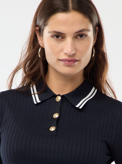 Polo a costine con bottoni marinari dorati - Kiabi