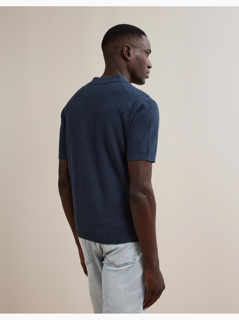 Polo a maglia con lino, mo fashion Blu - Kiabi