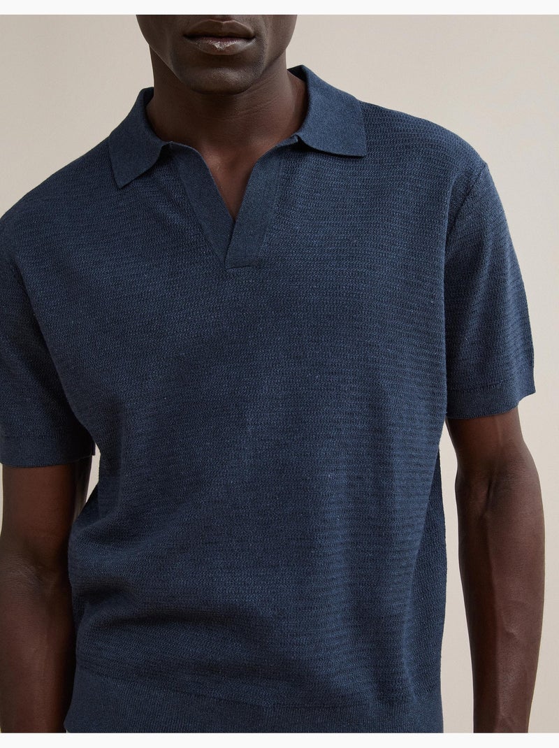 Polo a maglia con lino, mo fashion Blu - Kiabi