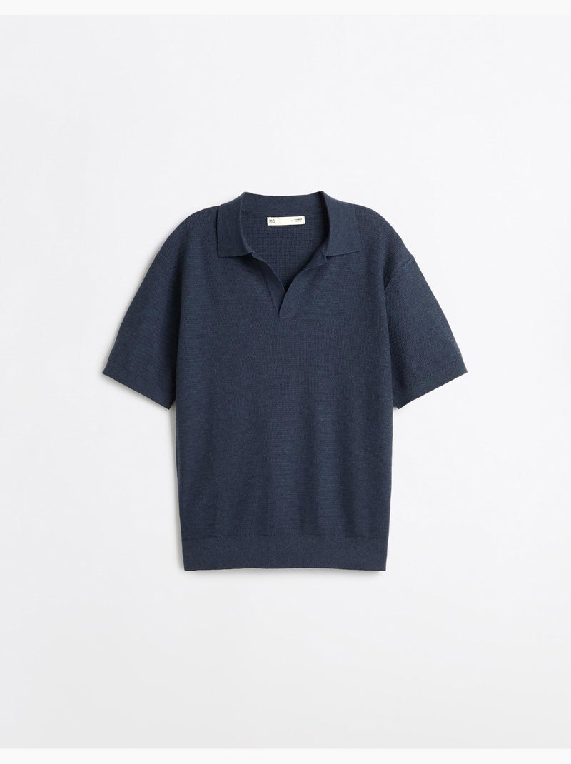 Polo a maglia con lino, mo fashion Blu - Kiabi