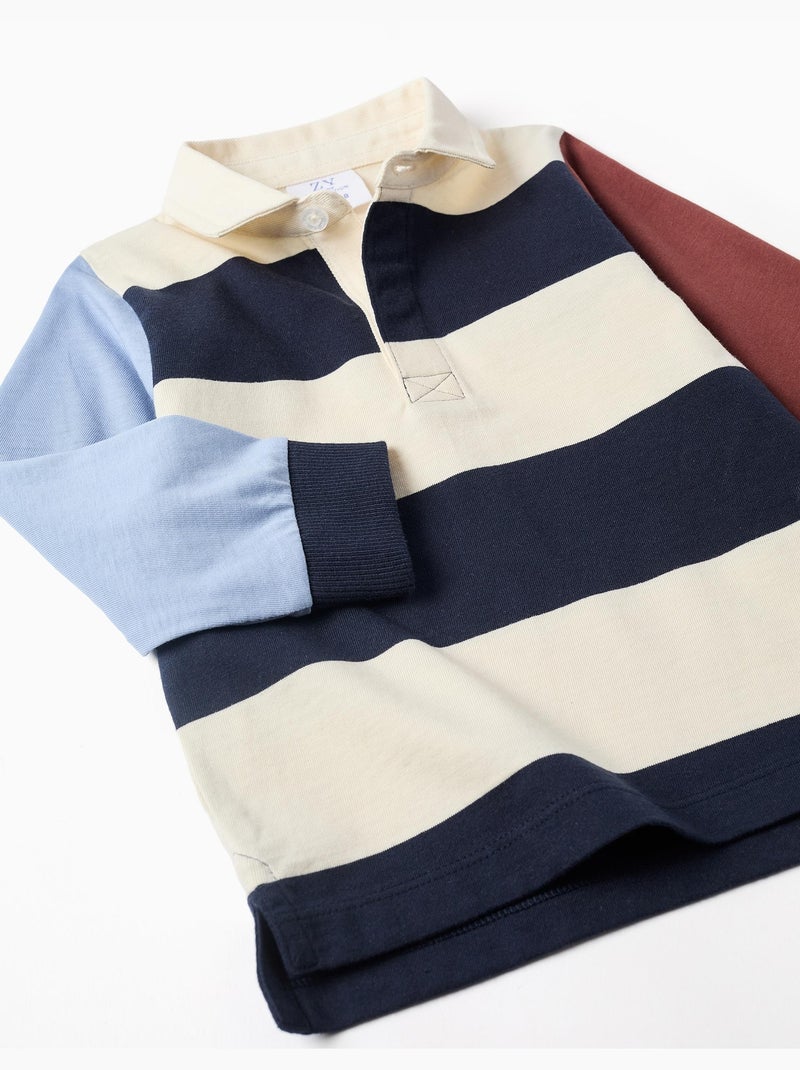 Polo a manica lunga a righe Blu scuro - Kiabi