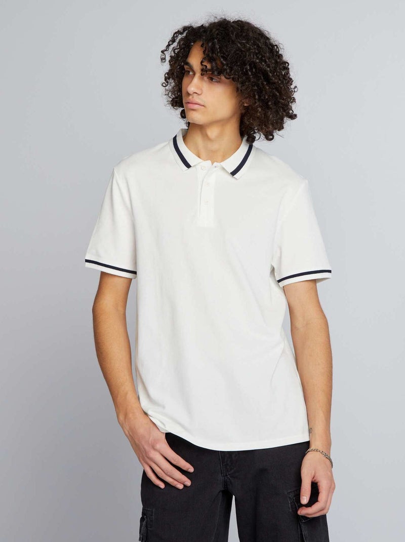 Polo a maniche corte a contrasto BIANCO - Kiabi