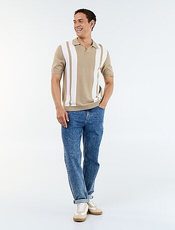 Polo a maniche corte con collo senza bottoni