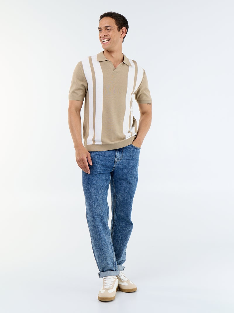 Polo a maniche corte con collo senza bottoni Beige - Kiabi