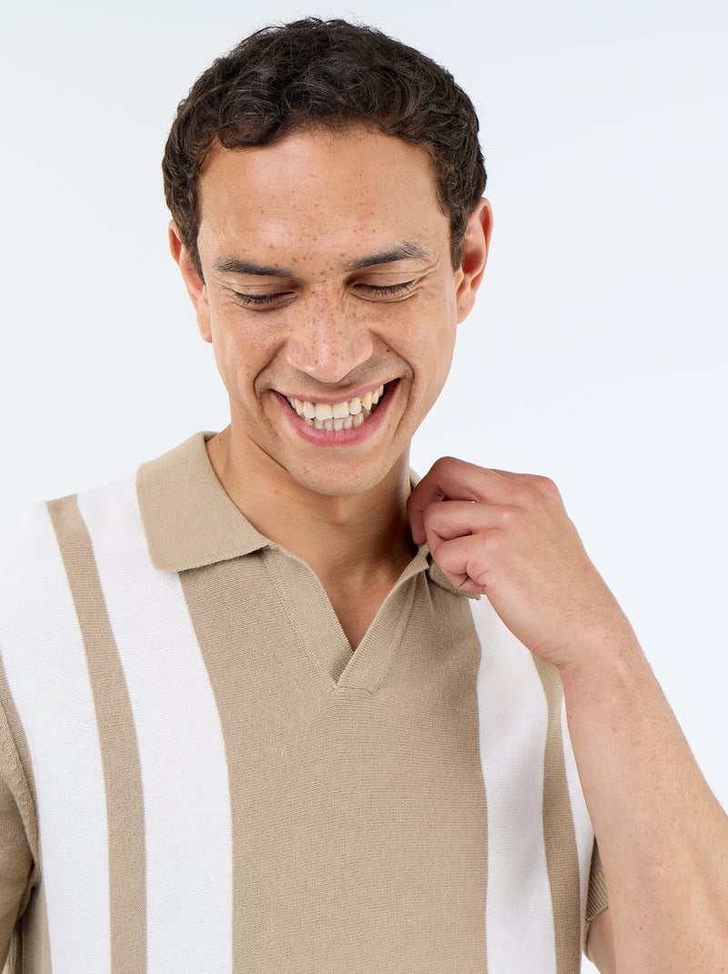 Polo a maniche corte con collo senza bottoni Beige - Kiabi