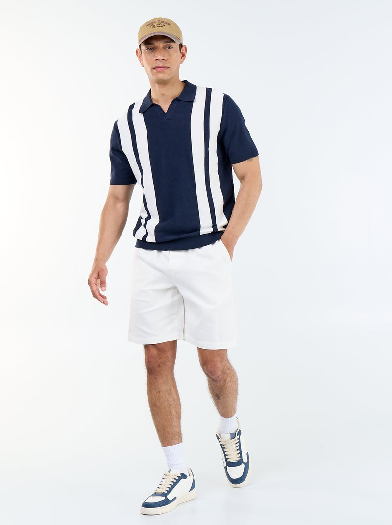 Polo a maniche corte con collo senza bottoni Blu - Kiabi