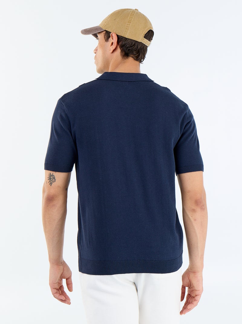Polo a maniche corte con collo senza bottoni Blu - Kiabi