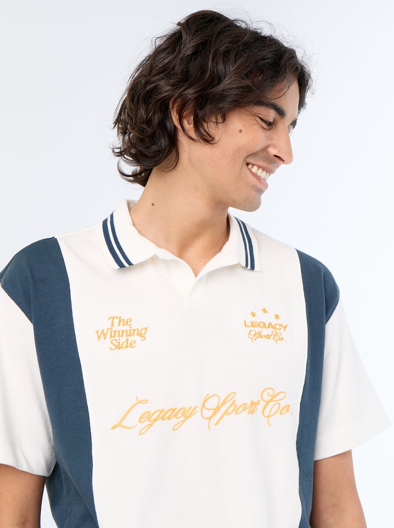 Polo a maniche corte con ricami Bianco - Kiabi