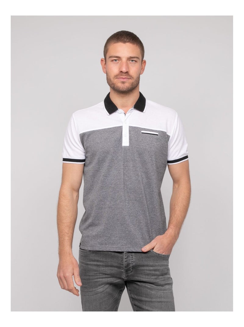 Polo a maniche corte cotone bicolore POPLINO Bianco - Kiabi