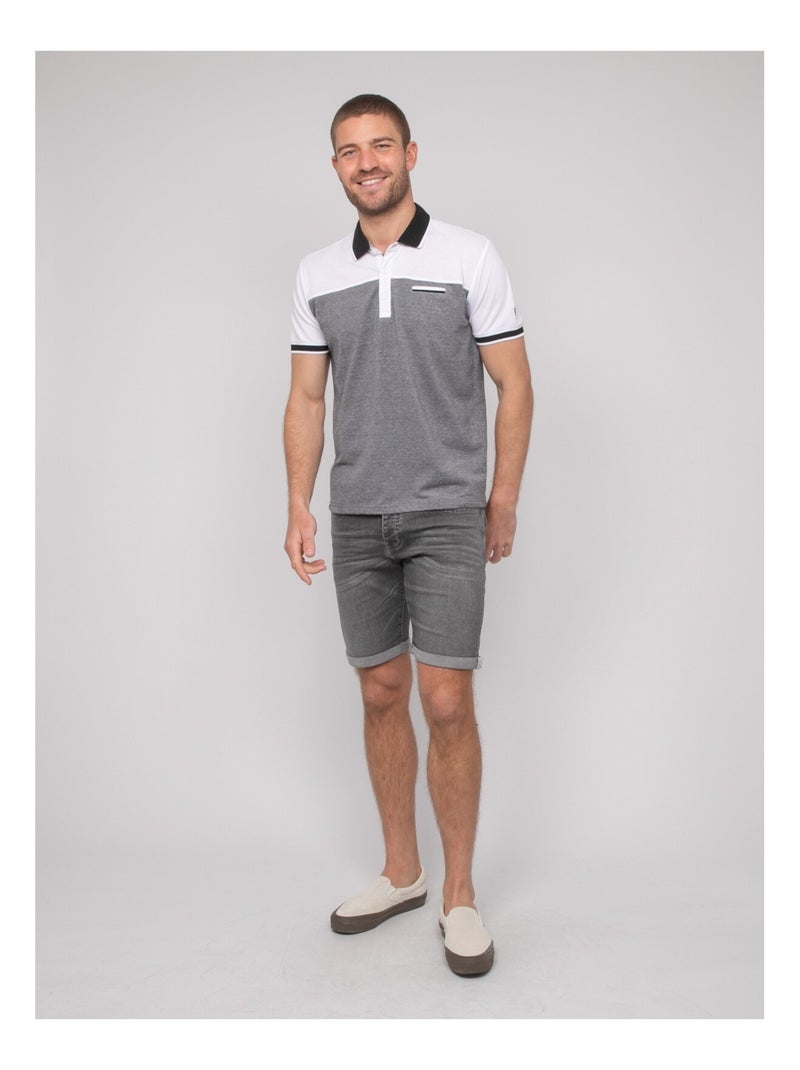 Polo a maniche corte cotone bicolore POPLINO Bianco - Kiabi