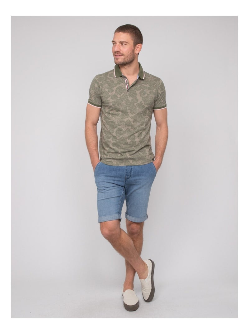 Polo a maniche corte cotone con motivi PAILLOTE Cachi - Kiabi