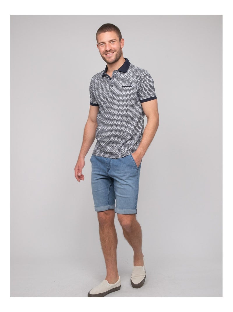 Polo a maniche corte cotone con motivi PALAINA Blu marino - Kiabi
