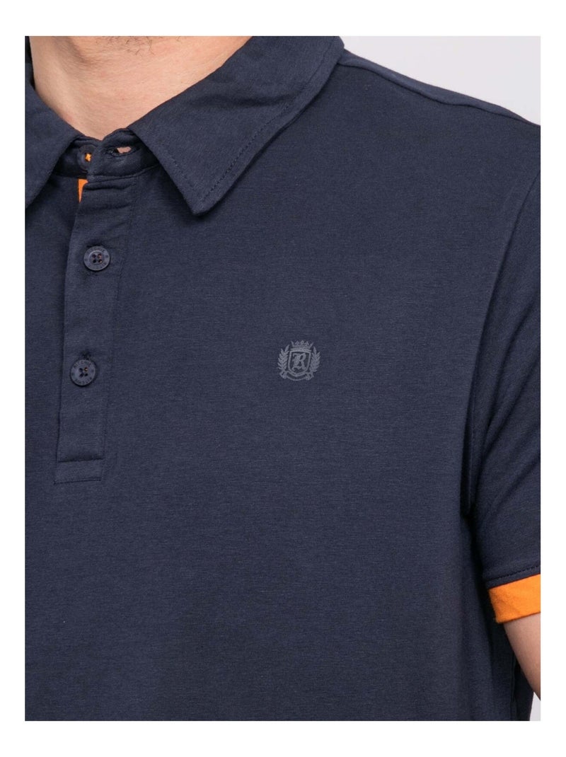 Polo a maniche corte cotone PASTATO Blu marino - Kiabi
